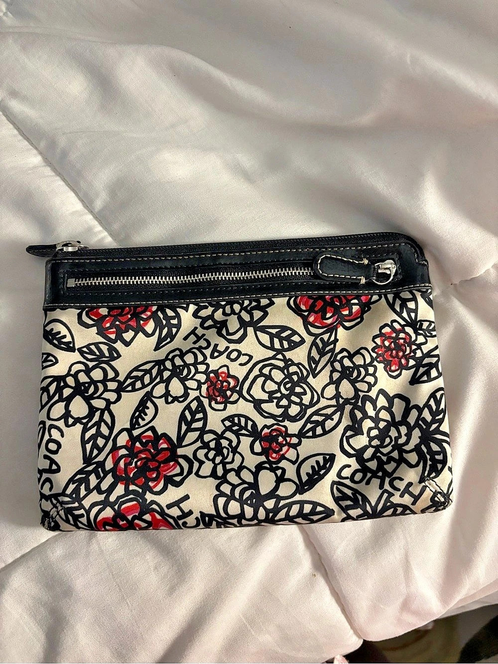 Coach Floral Cosmetic Pouch in Black & Pink